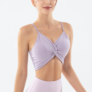 Sm622 Débardeur court de yoga et sport pour femme, grande taille, séchage rapide, léger, extensible dans les quatre sens, avec logo personnalisé et torsion avant - Product Image 6