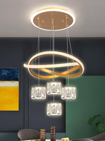 Lustre moderne en fer et cristal pour restaurant, salle à manger, bar, escalier, éclairage LED dimmable de luxe