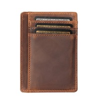 Grosir dompet kulit asli Crazy Horse antik dompet tempat kartu minimalis ultratipis dompet kulit sapi