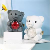 Boîte à bijoux ours rotatif avec rose éternelle et bague, cadeau Saint-Valentin