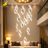 Lustre en cristal torsadé de luxe, luminaire suspendu multi-niveaux pour villa, salon à plafond haut