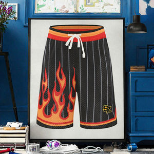 Shorts d'entraînement de basketball vintage pour hommes, nouvelle collection, imprimé intégral par transfert thermique, en maille respirante, taille basse avec cordon de serrage - Product Image 3