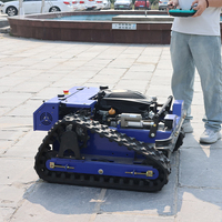 Cortacésped RC para terrenos inclinados, cortacésped a gasolina con control remoto y luces LED, máquina cortadora de césped de alta resistencia