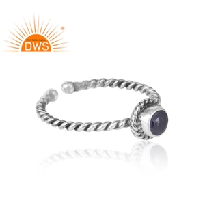 Natural Iolite Gemstone Bezel Setting <b>Ring</b> <b>Indian</b> Handmade 925 Sterling Silver Antique Oxidized Vintage Party Jewelry - Product Image 6