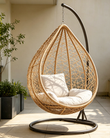 Fauteuil suspendu relaxant en rotin PE à assise profonde, panier suspendu nid d'oiseau pour la relaxation