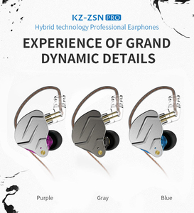 Écouteurs intra-auriculaires KZ ZSN Pro <span class=keywords><strong>pour</strong></span> studio, technologie de transducteur hybride 1DD+1BA, câble détachable améliorable, écouteurs filaires - Product Image 2