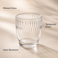 Verres à boire en verre côtelé OEM ODM, 320-375 ml, verres à café en verre trempé transparent pour restaurant, café