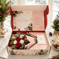 Boîte cadeau de Noël de luxe personnalisée avec insert imprimé en carton ondulé pour les bouquets de roses, les cadeaux de fêtes et le Nouvel An