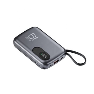 PD 22.5W ricarica rapida 10000mah Power Bank costruito in 2 cavi <span class=keywords><strong>P</strong></span> Mini caricatore portatile USB-C uscite Premium leggero Powerbank - Product Image 1