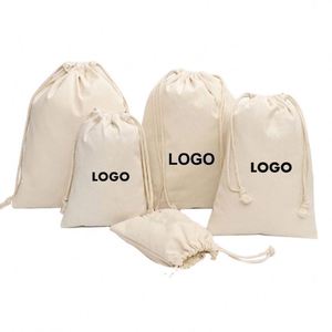 Bolsa Ecológica de Algodón con Logotipo Personalizado, Bolsa de Lona de Algodón Calicó con Cordón Doble - Product Image 1
