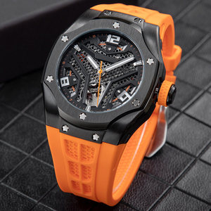 <span class=keywords><strong>Montre</strong></span> squelette de luxe personnalisée pour homme avec logo, bracelet en silicone, <span class=keywords><strong>montre</strong></span> mécanique, étanche 5 ATM, <span class=keywords><strong>montre</strong></span> automatique pour homme - Product Image 3