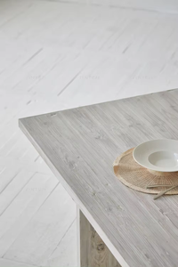 Ensemble de table à manger 6 places de Style japonais classique pin recyclé en bois massif clair avec de l'acier pour la maison Villa et l'hôtel - Product Image 6