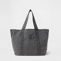 Sac fourre-tout en toile lavée, couleur unie, sac à bandoulière avec poche avant, grande capacité, sac de shopping pour femmes, pour un usage quotidien et les voyages