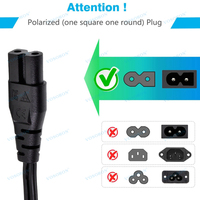 Cable de Alimentación Polarizado de 2 Puntas, 18AWG, NEMA 1-15P a C7 (Figura 8), Cable de Repuesto de 2 Ranuras, 6 pies, para Computadora, TV, PS4