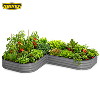 Kotak Tanam Berbentuk L dari Baja Galvanis, Tempat Tanam Logam Bergelombang untuk Sayuran, Bunga, dan Herbal di Luar Ruangan, OEM Custom Planter
