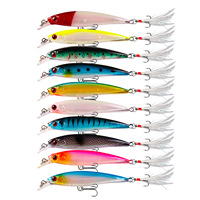 Umpan Keras Buatan 9cm/7.2g Minnow Umpan Pancing Minnow Keras dengan Kail Bulu