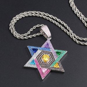 Collier pendentif Hip Hop micro-encart Zircon Satellite juif cinq étoiles Hip Hop de haute qualité - Product Image 4