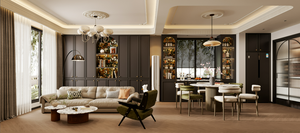 Visualisation 3D d'une villa classique française haute définition - Schéma de décoration élégant, projet de salon et de chambre à coucher de villa - Product Image 5