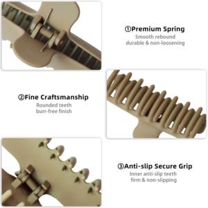 Pinza de Pelo Rectangular Mate de 9.5cm, Color Sólido, Diseño de Tiburón, Geométrica, Minimalista, con Dientes Conectados, de Plástico, para Mujer - Product Image 4