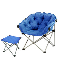 Fauteuil lune pliant d'extérieur en métal épaissi, portable, chaud et confortable, pour la plage et le camping, grand fauteuil rond de détente