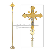 Belle Laiton Poli Croix De Procession-PC-1003