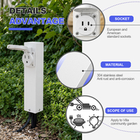 Poteau d'alimentation étanche NEMA 3R, prise de courant extérieure en acier inoxydable 304 pour jardin, allée et camping