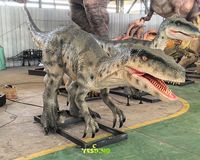 Modèle de dinosaure Velociraptor animatronique grandeur nature de 4 m en caoutchouc de silicone pour utilisation en intérieur et en extérieur dans les parcs d'aventure