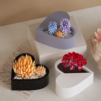 Moule en silicone DIY pour pot de fleurs en résine, en forme de cœur, pour ciment, béton, fabrication de bougies