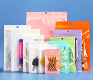 Emballage de <span class=keywords><strong>Film</strong></span> de perle blanc clair sac en plastique à fermeture éclair avec trou de suspension pour la coque de téléphone d'emballage - Product Image 2