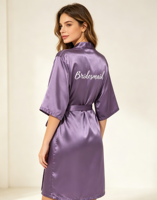 Robe de nuit kimono en polyester respirant de couleur unie pour femme, idéale pour les mariages, les maquillages et les demoiselles d'honneur, collection Printemps