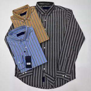 Camisa de Manga Larga para Hombre, 100% Algodón, con Cuello Cuadrado y Rayas con Cuentas, para Adultos Jóvenes y de Mediana Edad, Tratamiento Antiarrugas, Lavable a Máquina - Product Image 1