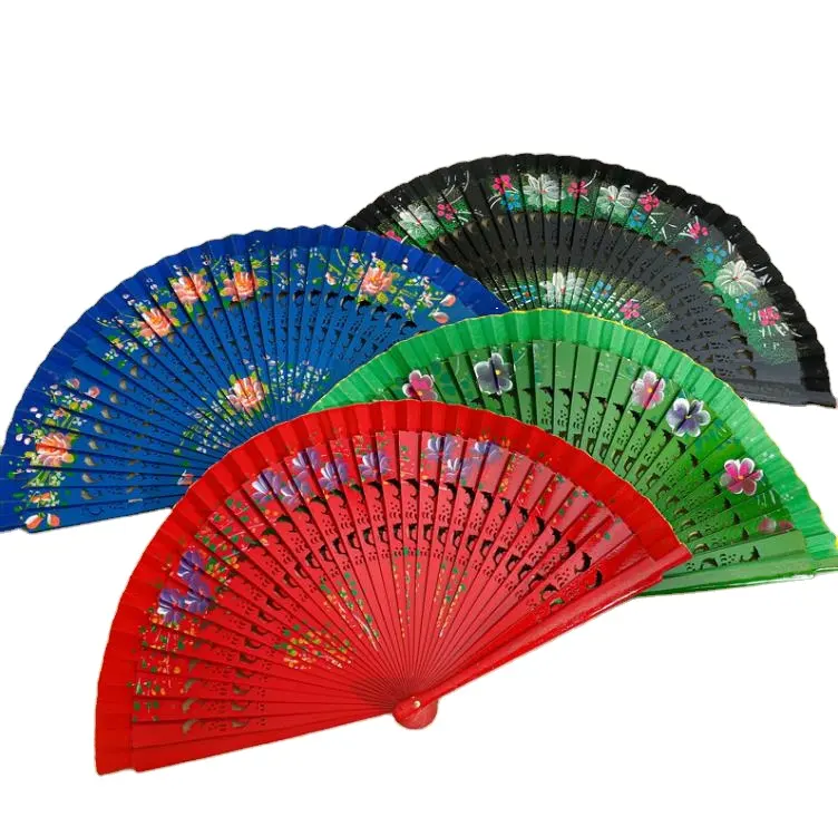 Houten Spaanse Fan Voor Dansen Huisdecoratie Ornamenten Ambachtelijke Geschenken Promotionele Opvouwbare Handfans