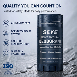Déodorant naturel pour hommes avec arrowroot, charbon et postbiotiques, contrôle avancé des odeurs, sans aluminium, testé dermatologiquement, OEM - Product Image 5