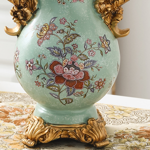 Florero de trofeo de estilo francés-Decoración de mango de metal dorado de granja - Product Image 3