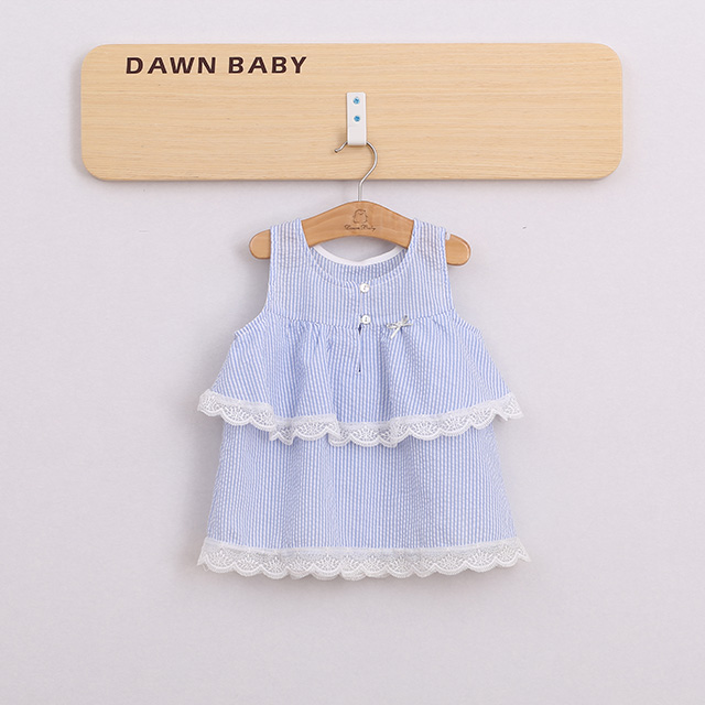 100% хлопок дышащий полосатый без рукавов двухслойные летние платья для детей