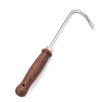 Ensemble d'outils de jardin à manche en bois avec lames en acier inoxydable, truelle en forme de cuillère, houe et désherbeur pour la plantation et le creusement