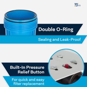 ระบบกรองน้ำสำหรับบ้านทั้ง2ขั้นตอน4.5บ้านสีฟ้าขนาดใหญ่20นิ้ว "* 20" พร้อมตัวกรองคาร์บอน PP + 5ไมครอนและกระดานแขวน - Product Image 6