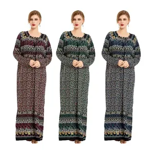 All'ingrosso medio oriente maniche lunghe plus size maxi vestito stampa Eid abbigliamento islamico donne abaya abiti musulmani