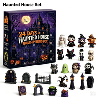 Calendrier de l'Avent Surprise Halloween 24 Jours : Kit de Construction Maison Hantée, Boîte Mystère Jouets, Cadeau Surprise pour Enfants