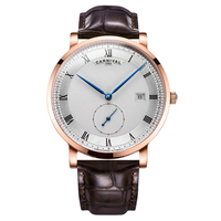 Montre pour homme CARNIVAL, élégante et minimaliste, automatique, mécanique, résistante à l'eau 30M, acier inoxydable, cadran 40 mm, bracelet en cuir véritable