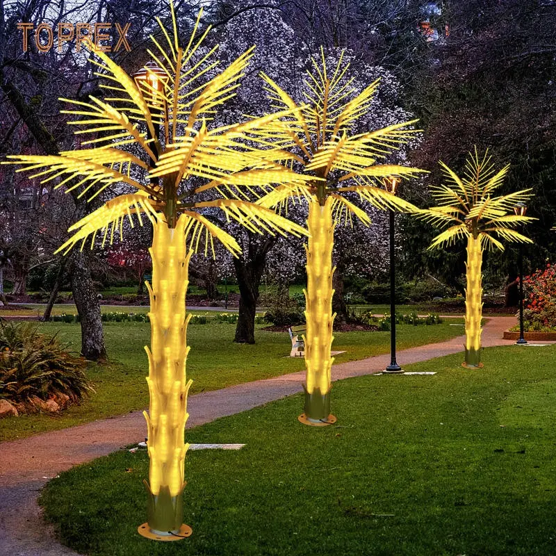 Ex-fabrika fiyat parkı noel dekorasyon sabit ışık açık ışıklı Metal palmiye ağaçları ile Led dalları