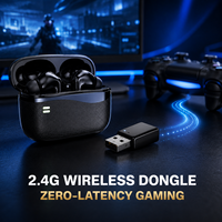 Audífonos Intrauditivos para Juegos P-M6 2.4G con Latencia Cero, Cancelación de Ruido ANC -45dB, V5.4, Micrófono Dual ENC, LED, Batería de Larga Duración
