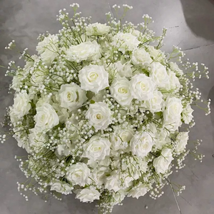 ดอกกุหลาบผ้าไหมสีขาวประดิษฐ์สำหรับตกแต่งงานแต่งงาน จัดวางกลางโต๊ะเป็นทรงกลม - Product Image 4