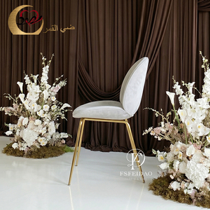 Silla de Hotel Moderna de Terciopelo Blanco, Respaldo Sólido, Patas Doradas Cónicas, Muebles Comerciales para Interiores - Product Image 3