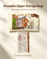 Grands sacs de rangement à fermeture éclair avec imprimé Teddy, 2010+4cm, 16 pièces, 12 sacs épais extensibles en PE de qualité alimentaire avec logo personnalisé