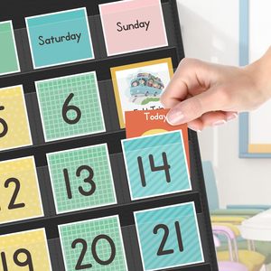 Calendario de bolsillo con diseño de arcoíris, de nailon, grande, de varias piezas, diseño bohemio, para la gestión del tiempo en el aula, regreso a clases - Product Image 3