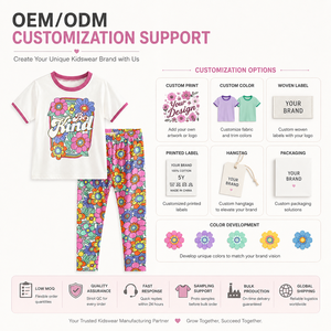 Ensemble 2 pièces <span class=keywords><strong>Groovy</strong></span> Floral pour filles, t-shirt en coton et leggings imprimés, style rétro années 70, tenue d'été pour enfants, collection Be Kind - Product Image 3