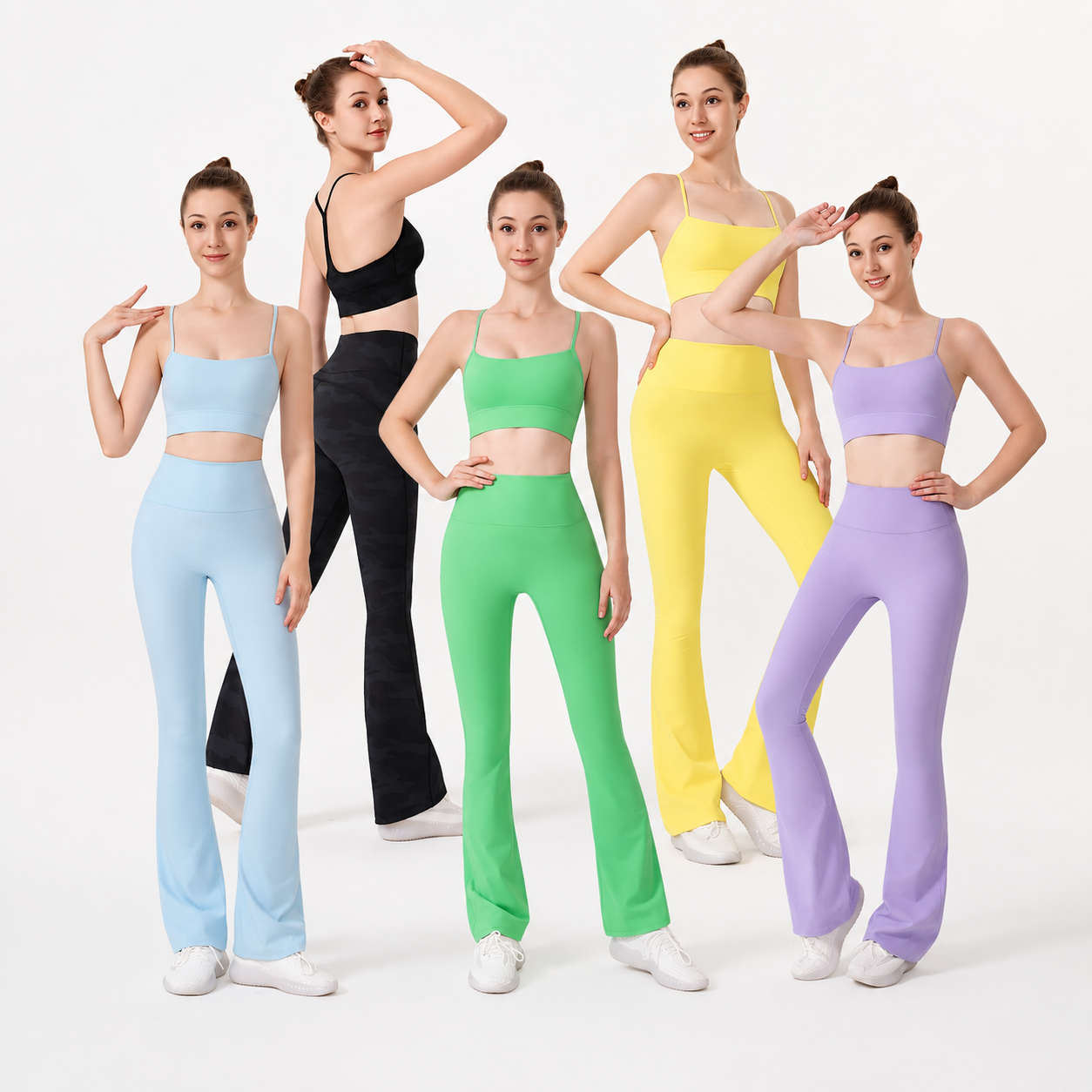 Seamless Breathable Plus Size Yoga Bra Flare Pants 2-Piece Workout Set For Women Cloud-Feel Sculpting Bell Bottoms