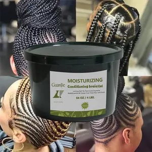 Produits de coiffure africaine Gel pour tresse à la cire pour contrôle des bords 64oz Grande taille Extra Hold Loc Twist Conditioning Shining Braid Gel