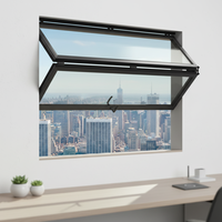 Ventana de Apertura Vertical con Doble Bisagra, Doble Acristalamiento, Ventilación, de Aleación de Aluminio, para Fachada, para Bares y Restaurantes
